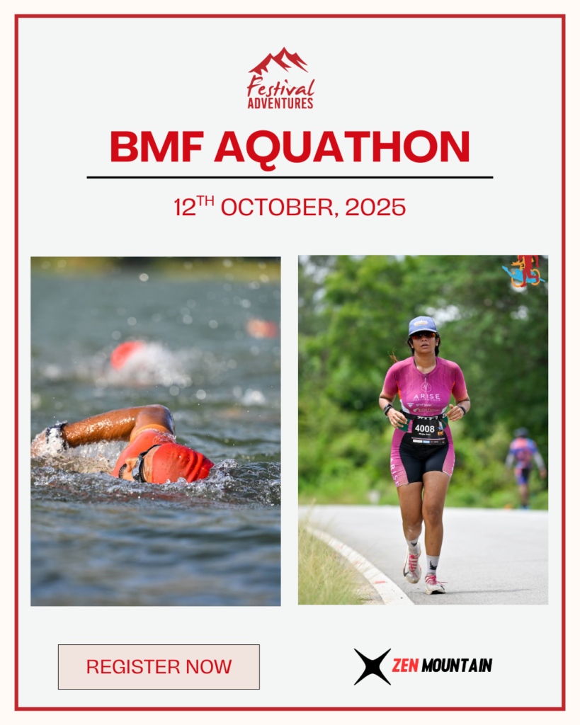 BMF Aquathon gunjur lake bangalore swimming and running zen mountain