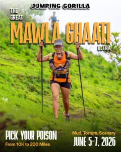 Mawla Ghaati Ultra jumping gorilla 2026 zen mountain race poster 1