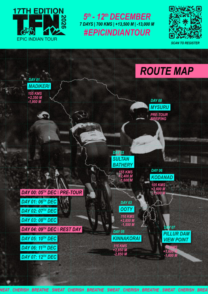 tour of niligirs tfn 2026 17th edition cycling tour in india zen mountain route map